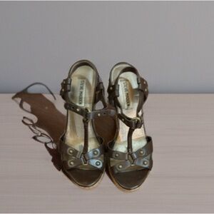 Steve Madden Dark Brown Strappy Wedge Sandals